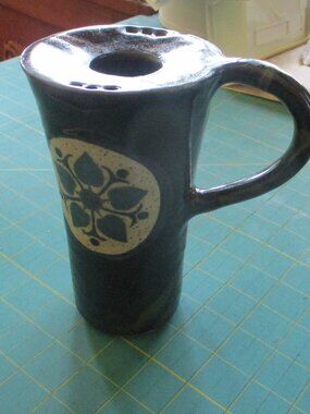 Pottery hand- made travel cup coffee to go mug